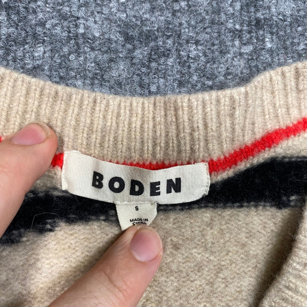 Boden Womens Zebra Print 100% Wool V-Neck Sweater Vest Beige Black Small K0886 - Picture 5 of 7